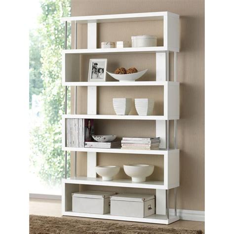 Baxton Studio 755 In White Wood 6 Shelf Accent Bookcase With Open