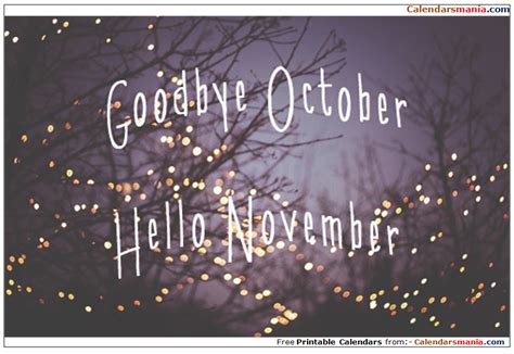 Welcome November Goodbye October Month