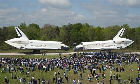 Space Shuttles Enterprise Left And Discovery Meet Nose To Nose At The