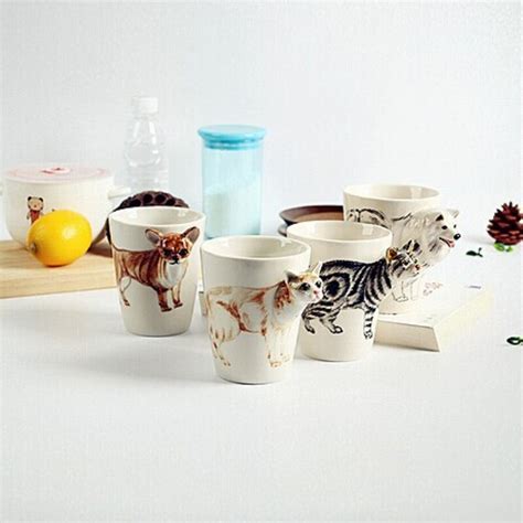Lovely Cartoon 3d Hand Painted Animal Mugs Creative Ceramics Cups Home