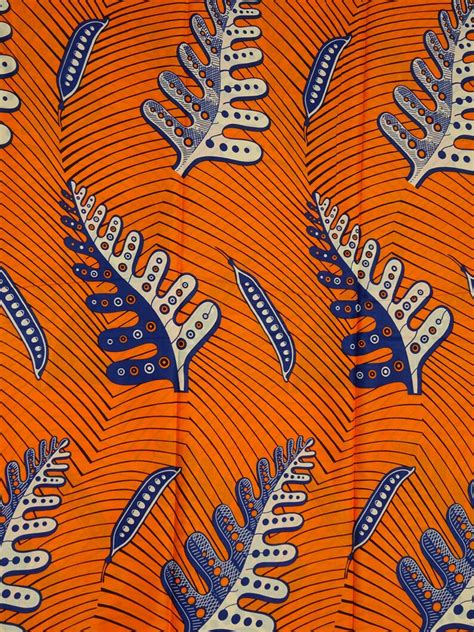 Orange African Fabric Ankara By The Yard Oak Leaf African Etsy