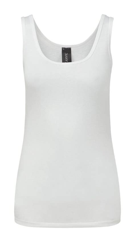 Anvil Womens Stretch Tank 2420l Ladies Fitted Vest Top Black White