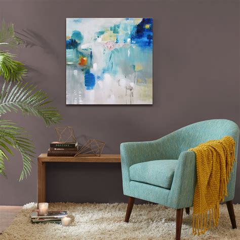 Celeste Motion Blue Abstract Canvas Wall Art 24 X 24 At Home