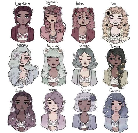 Aesthetic Horoscope Girls Character Drawing Cartoon Art Cute Drawings