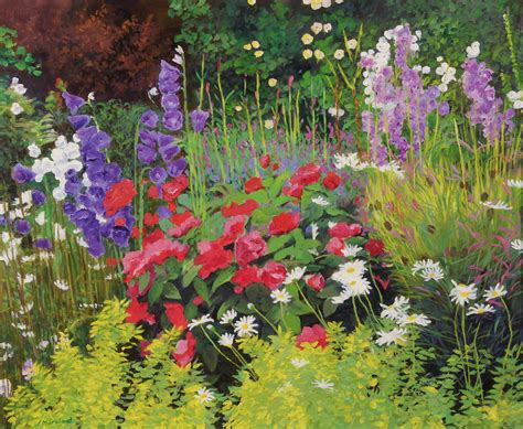English in origin, it depends on grace and charm rather than grandeur and formal structure. Cottage Garden Painting by William Ireland