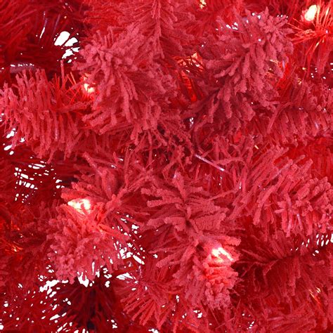 65ft Pre Lit Flocked Fashion Red Artificial Christmas Tree Clear
