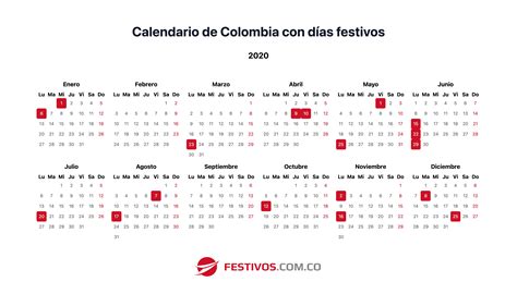 Ano 2021 Calendario 2021 Con Festivos Para Colombia