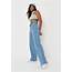 Blue Double Waistband Wide Straight Leg Jeans  Missguided