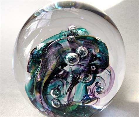 Large Glass Paperweight One Of A Kind Collectors Item Teal Etsy Sweden Glass Paperweights
