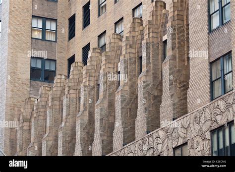 Stonework Art Deco Bass Relief Detail Of Chanin Building 42nd Street