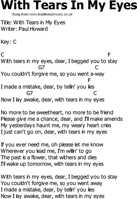 Old Country Song Lyrics With Chords With Tears In My Eyes