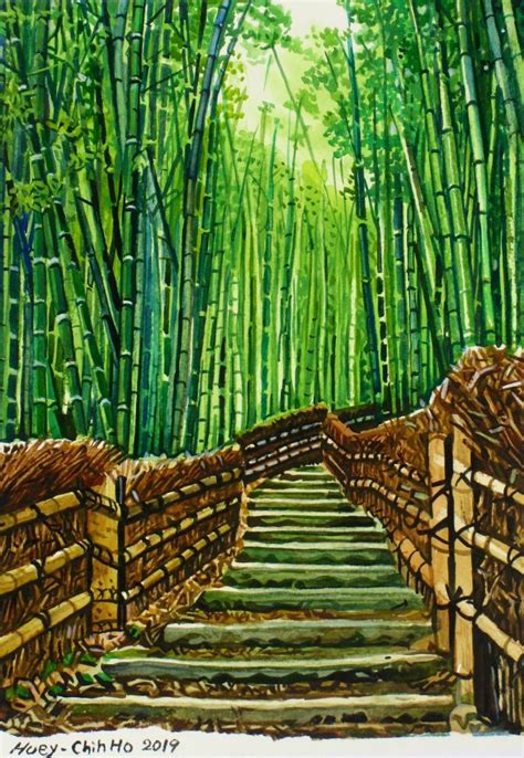 Bamboo Landscape Painting By Huey Chih Ho Saatchi Art