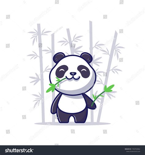 Cute Panda Eat Bamboo Cartoon Vector Stock Vector Royalty Free 1750702862