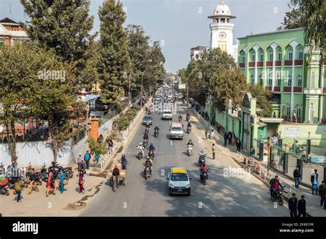 Busy Street Scene In Central Kathmandu Nepal Stock Photo Alamy