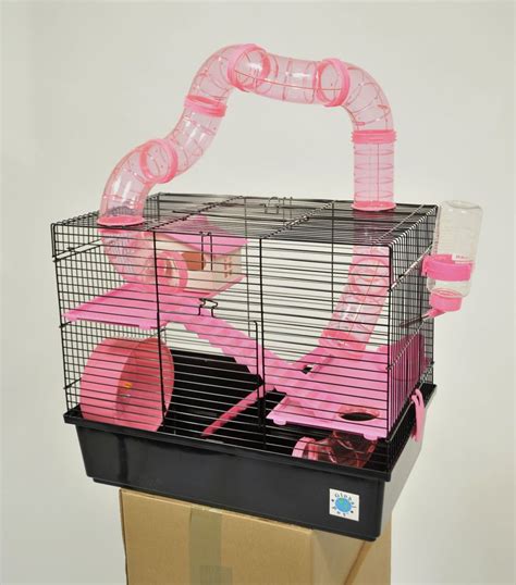 Bernie Large Pink Hamster Cage Small Animal Cage With Fun Play Tubes 3