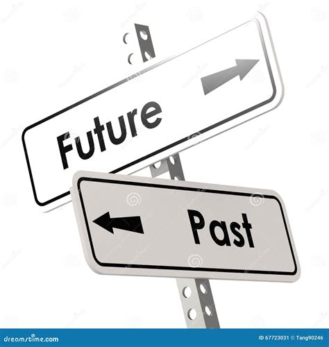 Future And Past Road Sign In White Color Stock Illustration