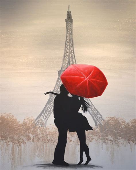 Eiffel Tower Red Umbrella Art Print 8 X 10 Glossy Giclee Print