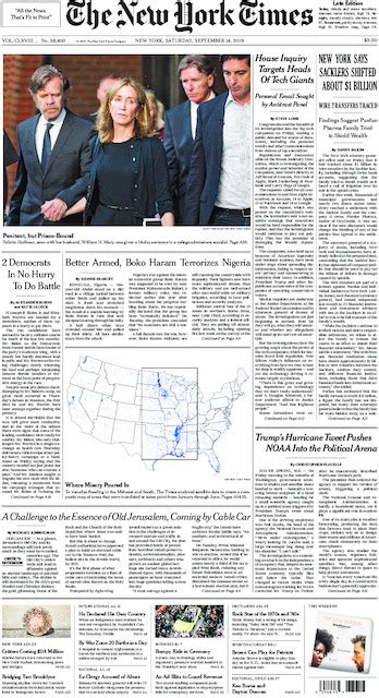 The New York Times In Print For Saturday September 14 2019 The New York Times