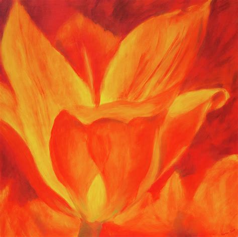 Abstract Red 1 Tulip Acrylic Painting Painting By Karen Kaspar
