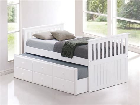 IFDC Modern White Trundle Single Size Bed