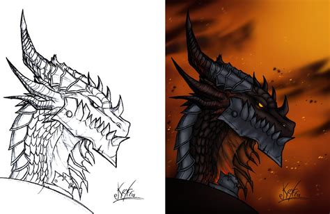 Deathwing The Destroyer Profile Drawing By Kryffa On Deviantart