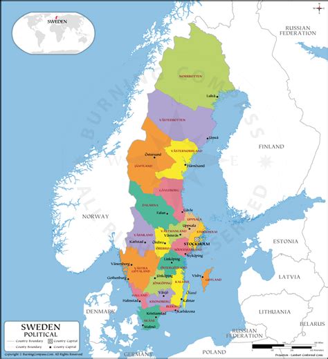 sweden county map sweden political map