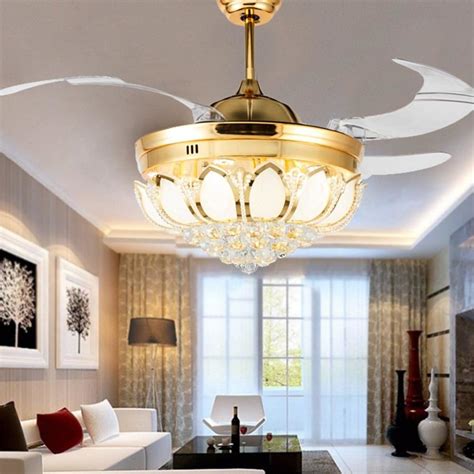Elegant Ceiling Fan With Round Crystal Lighting My Aashis