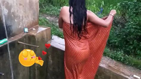 Beautiful Woman Bathing Outside Home🌺🌺 Take A Shower Youtube