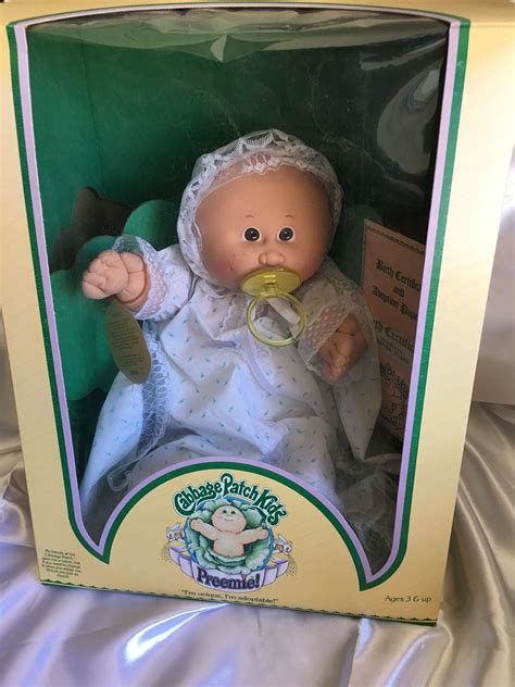 Vintage Coleco Cabbage Patch Kid Doll Preemie In Box With Birth