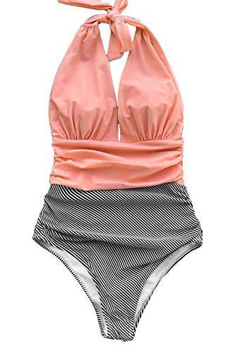 Cupshe Womens Stripe Halter One Piece Swimsuit Keeping You Accompained