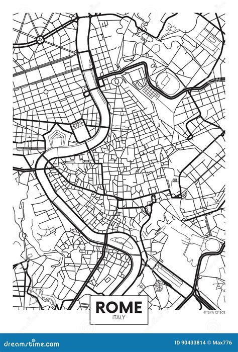 Rome Map Detailed Map Of Rome City Poster With Streets Cityscape