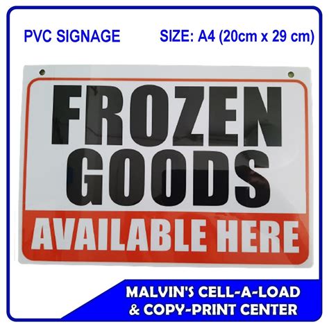Pvc Signage Frozen Goods Size A4 Lazada Ph