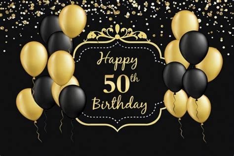 Gold And Black Balloon Happy 50th Birthday Party Photography Background