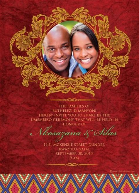 South African Traditional Wedding Invitation Card
