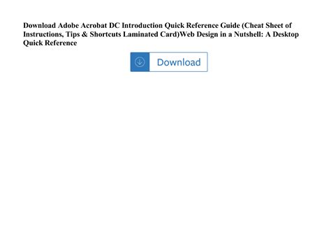Adobe Acrobat Dc Introduction Quick Reference Guide Cheat Sheet Of Instructions Tips