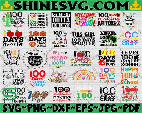 Bundle 40 Files School 100th Day Svg Happy 100 Days Of School Svg 100