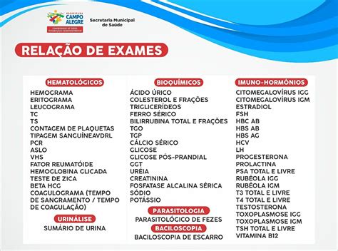 Como você percebeu, os exames complementares são pedidos após a suspeita para concluir, os exames laboratoriais de rotina devem ser encarados como tarefas a serem cumpridas por idosos que valorizam sua saúde e. Blog do Márcio José: Secretaria de Saúde amplia elenco de ...
