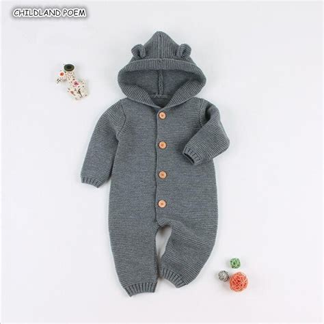 Knitted Baby Clothes Winter Newborn Baby Rompers Girl Boys Jumpsuit