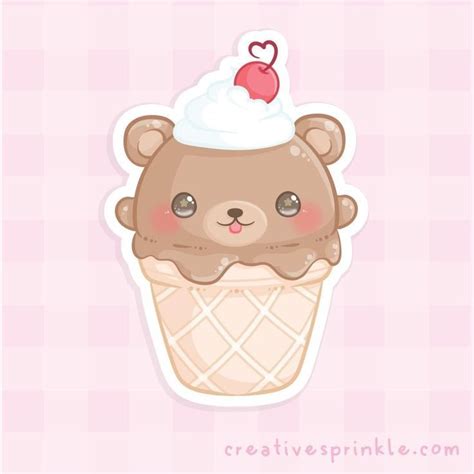 Easy Chocolate Ice Cream Cone Doodle This Cute Little Bear Drawing Is So Simple Yet So Kawaii