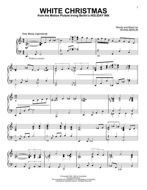 White Christmas Jazz Version Sheet Music Irving Berlin Piano Solo