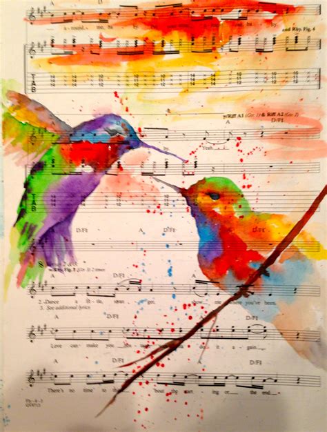Watercolor On Music Sheet Paper Watercolor Art