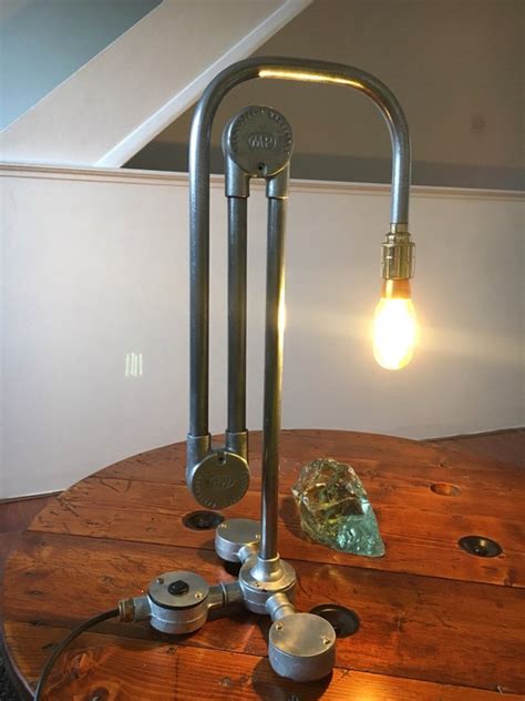 Steel Conduit Table Lamp Handmade Light Unique Industrial