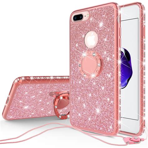 For Apple Iphone 8 Plus Case Iphone 7 Plus Slim Soft Tpu Glitter Bling