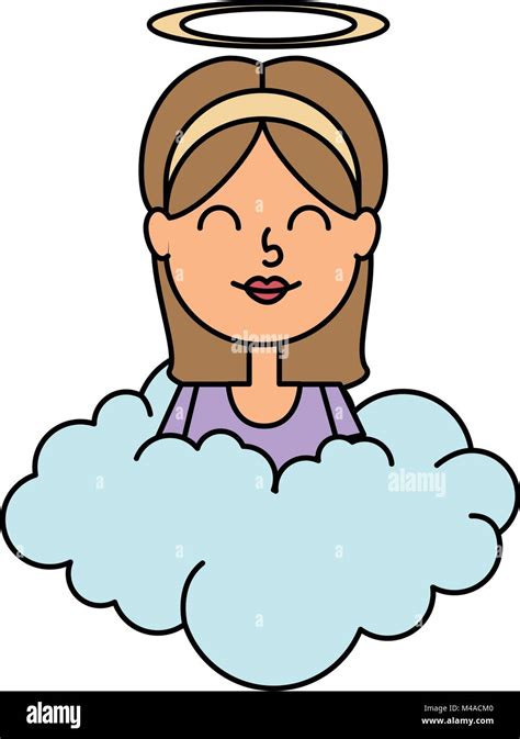 Little Girl Angel With Halo Over Cloud Stock Vector Image And Art Alamy