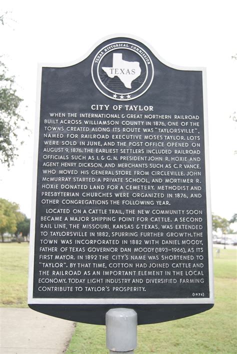 City Of Taylor Texas Historical Markers