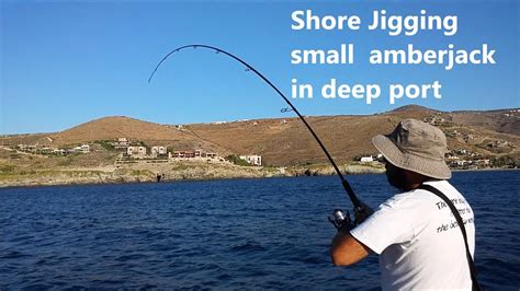 Shore Jigging In Greece Amberjack In Deep Port Youtube