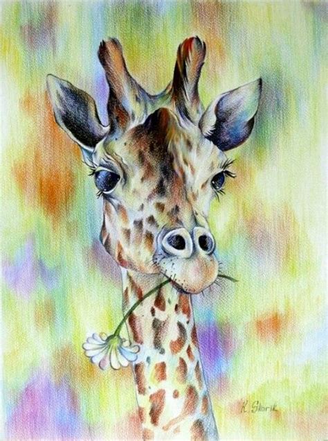Giraffe And Flower Watercolour Art Classroom Pinterest Flower