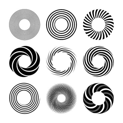 Conjunto De Espirales Simples Círculos Abstractos Remolino Elementos De