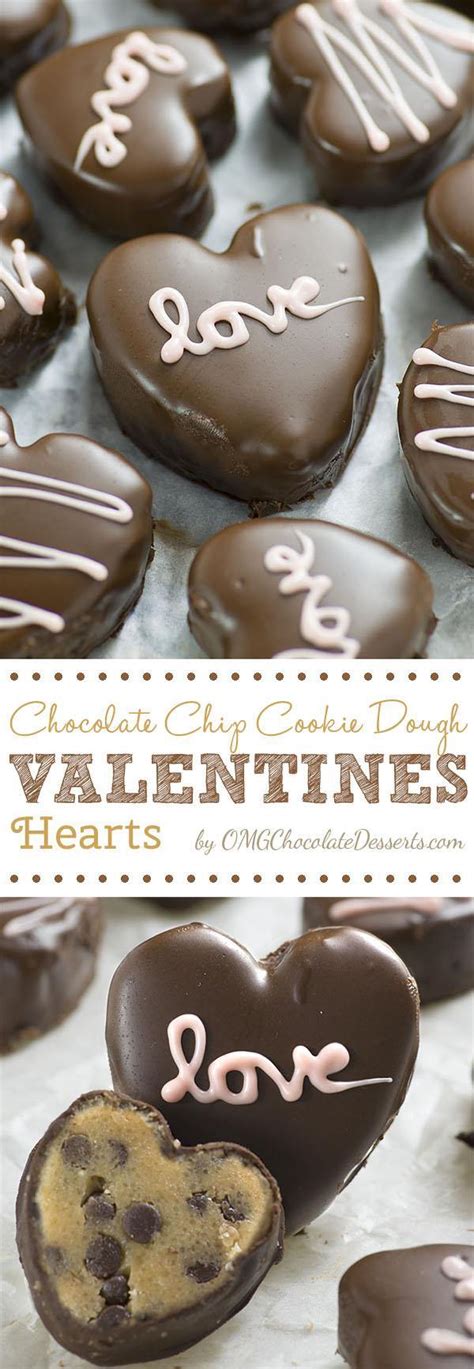 Chocolate Chip Cookie Dough Valentines Hearts Chocolate Dessert