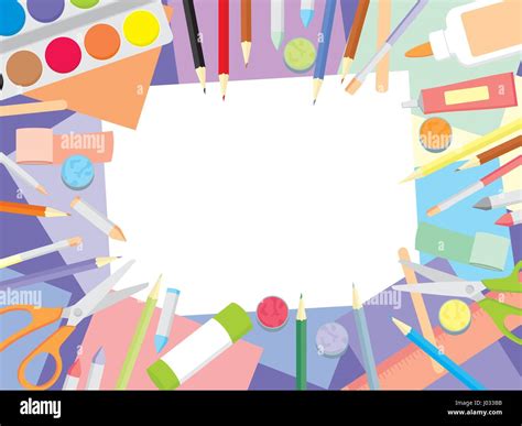 Art Workshop Kids Craft Supplies Top View Background Education And